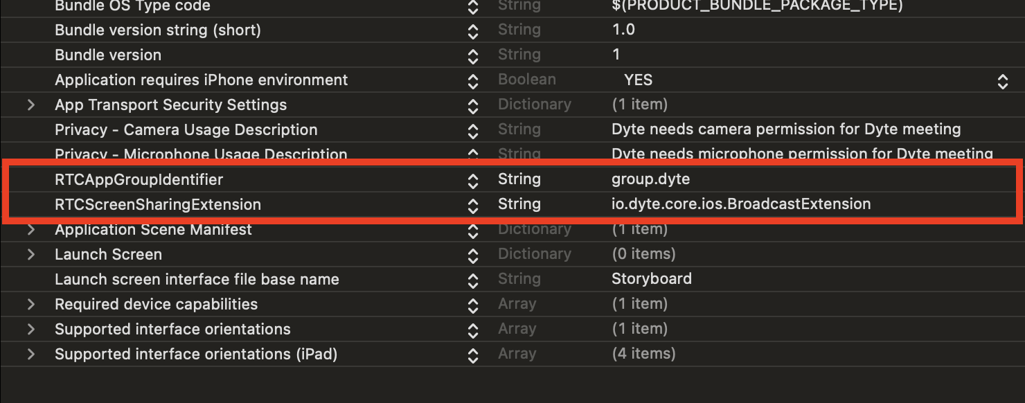 Info.plist screenshot
